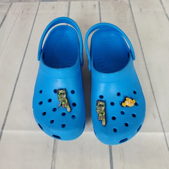 Crocs Classic Clog Blue 12/13 TMNT Nemo Jibbitz - Picture 3 of 14